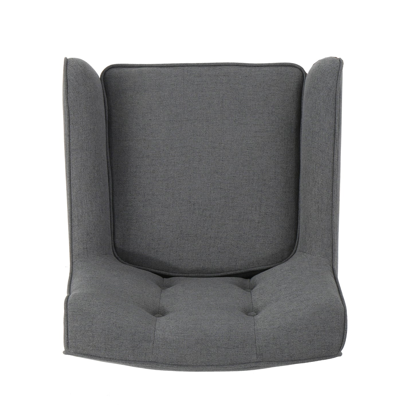 Modern Arm Chair With Tufted Back And Wooden Legs - Charcoal