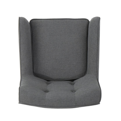 Modern Arm Chair With Tufted Back And Wooden Legs - Charcoal