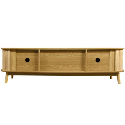Rattan TV Stand For Tvs Up To 75'', Modern Farmhouse Media Console, Entertainment Center With Legs, TV Cabinet For Living Room, Home Theatre - Natural Wood
