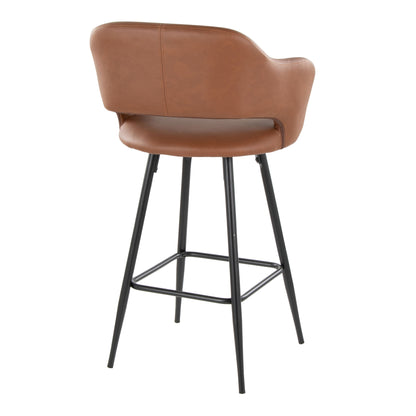 Margarite - Contemporary Fixed Height Counter Stool With Square Footrest (Set of 2) - Black / Brown