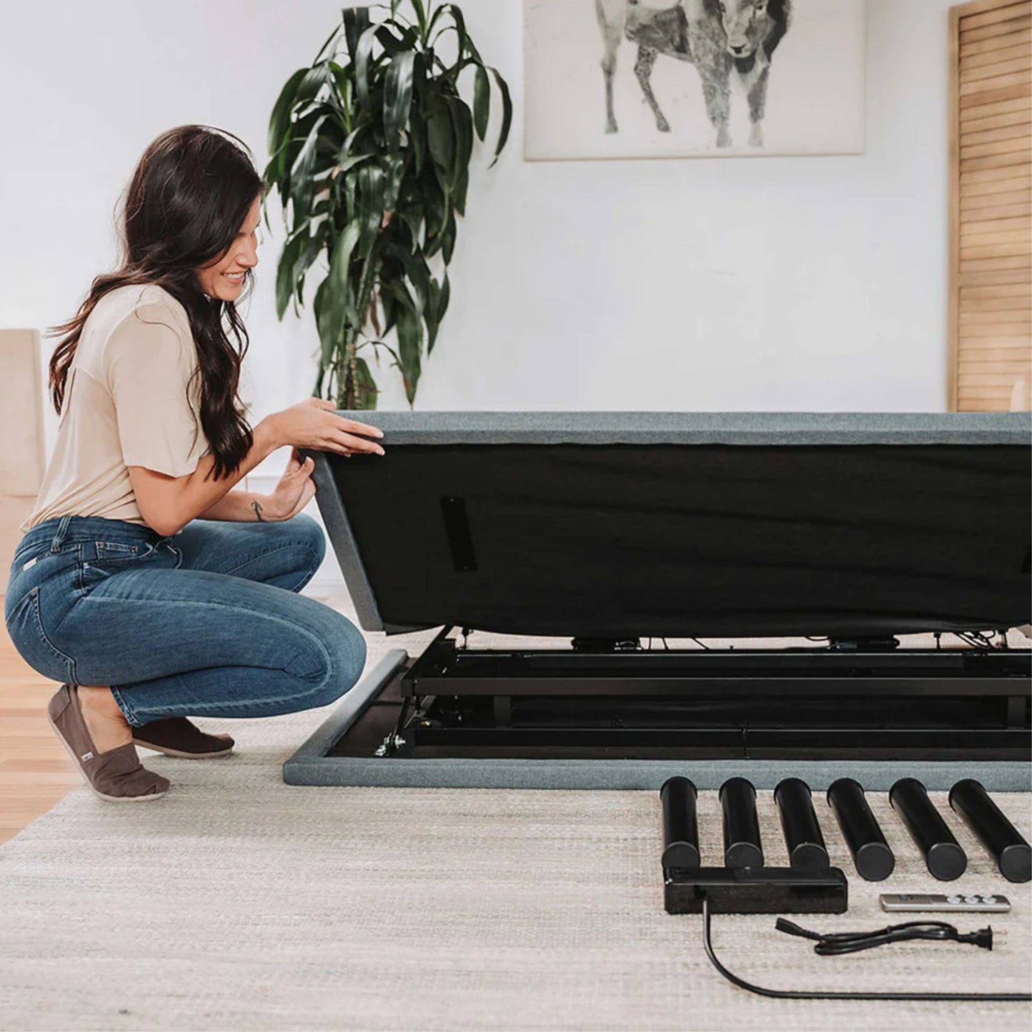 Btx4 - Full Adjustable Bed Base With Head And Foot Position Adjustment - Black / Gray