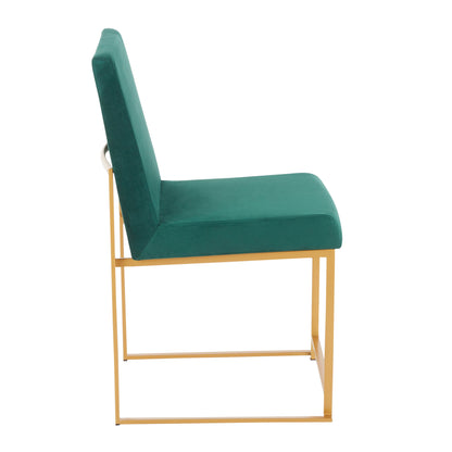 Fuji - Contemporary High Back Dining Chair (Set of 2) - Gold / Green