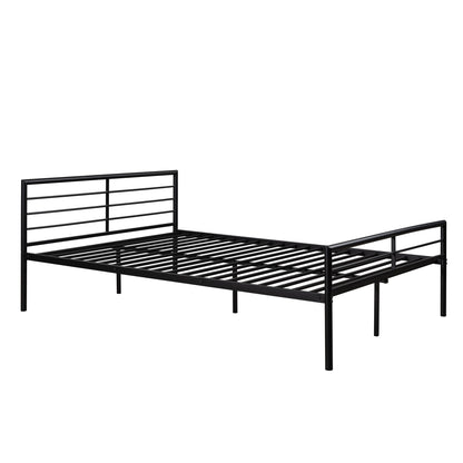 Twin Over Full Metal Bunk Bed With Desk, Ladder And Quality Slats For Bedroom - Metallic Black