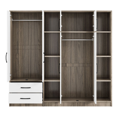 6 Door Wardrobe With Shelves And Drawers - Natural