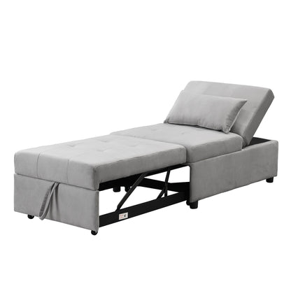 Stylish Folding Ottoman Sofa Bed With Multifunctional Design - Gray