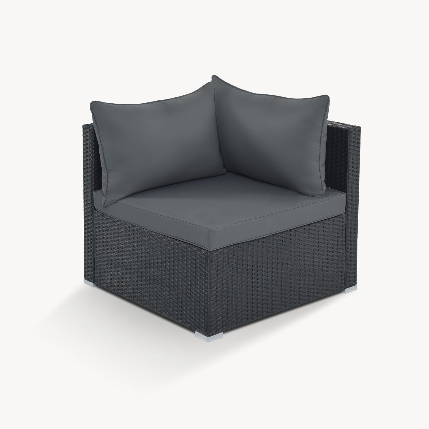 8 Pieces Outdoor Patio Furniture Sets, Garden Conversation Wicker Sofa Set, Single Sofa Combinable - Gray / Black