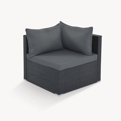 8 Pieces Outdoor Patio Furniture Sets, Garden Conversation Wicker Sofa Set, Single Sofa Combinable - Gray / Black
