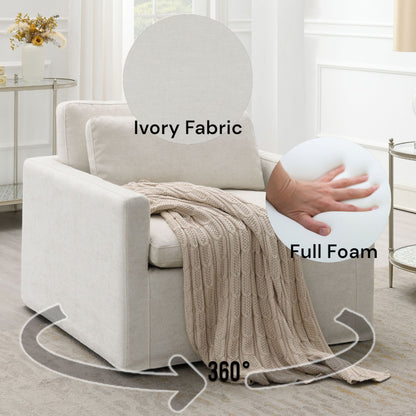 Naveen - Swivel Chair With 1 Toss Pillow - Ivory