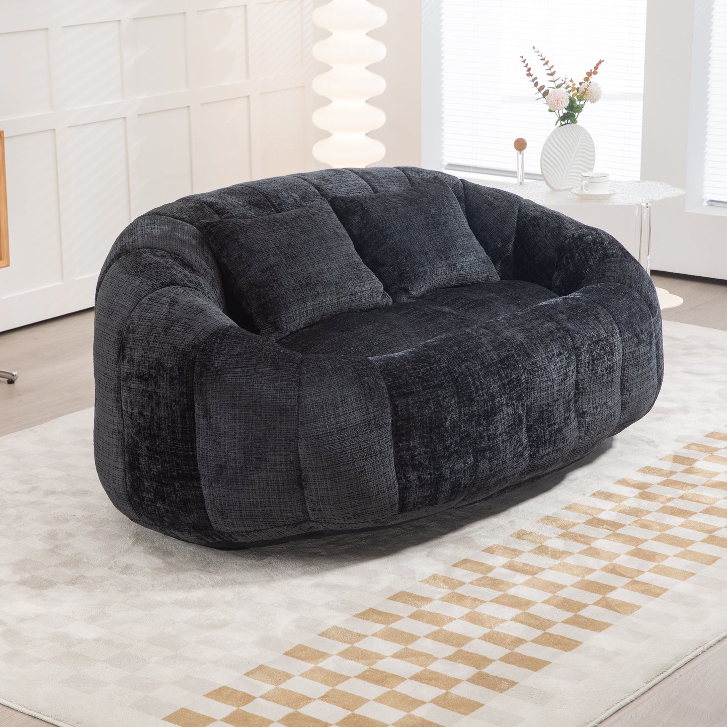 High Back Durable Comfort Bean Bag Sofa Couch For Adults And Kids - Black
