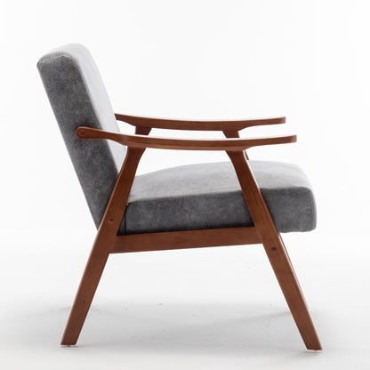 Mid Century Modern Wingback Accent Chair With Solid Wood Frame And Extra Thick Backrest - Lounge Chair For Living Room, Bedroom, Or Reading Room - Gray