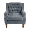 Accent Chair, Living Room Chair, Footrest Chair Set With Vintage Brass Studs, Button Tufted Upholstered Armchair For Living Room, Comfy Reading Chair For Bedroom, Reception Room - Gray