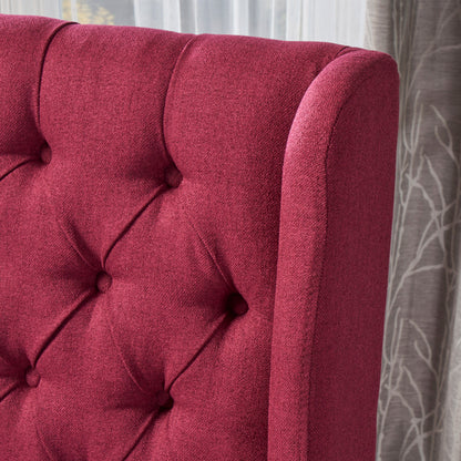 Modern Tufted Dining Chair (Set of 2) With High Back And Birch Wood Legs - Red