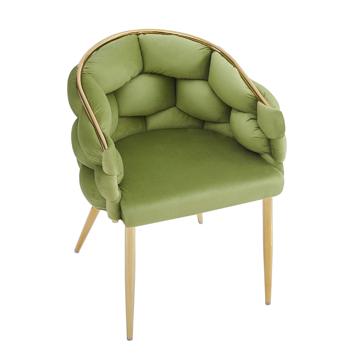 Luxury Handmade Accent Chair (Set of 2) With Gold Legs, Modern Green Velvet Armchair For Living Room And Bedroom - Green