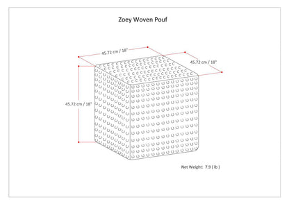 Zoey - Woven Cube Pouf - Silver