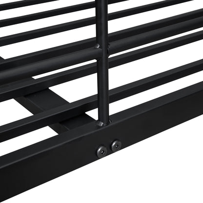 Full Long Over Queen Metal Bunk Bed - Black
