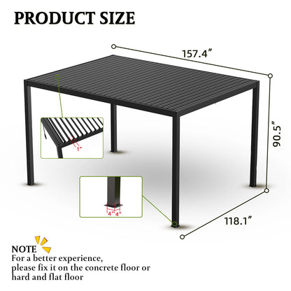 Louver Pergola Frame & Steel Louvers - Black