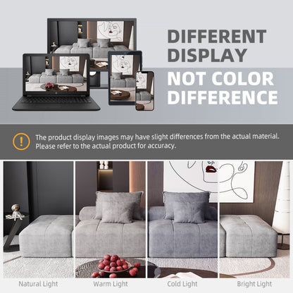 Modern Oversized Modular Sectional Sofa With 2 Ottoman And 2 Seat, Sparkling Chenille Fabric Soft Cushion Sofa With 4 Pillows, 4 Pieces Diy Combination Tufted Sofa, No Assembly Required - Gray