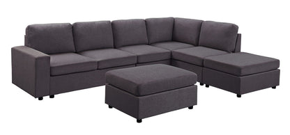 Cassia - Modular Sectional Sofa With Ottoman - Dark Gray
