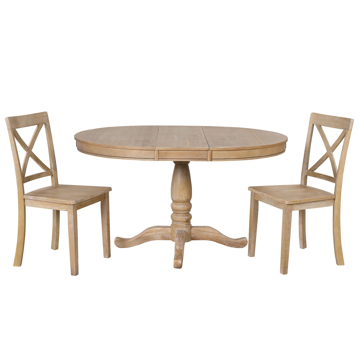 Modern Dining Table Set For 4, Round Table And 4 Kitchen Room Chairs, 5 Piece Kitchen Table Set For Dining Room, Dinette, Breakfast Nook - Natural Wood Wash