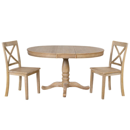 Modern Dining Table Set For 4, Round Table And 4 Kitchen Room Chairs, 5 Piece Kitchen Table Set For Dining Room, Dinette, Breakfast Nook - Natural Wood Wash