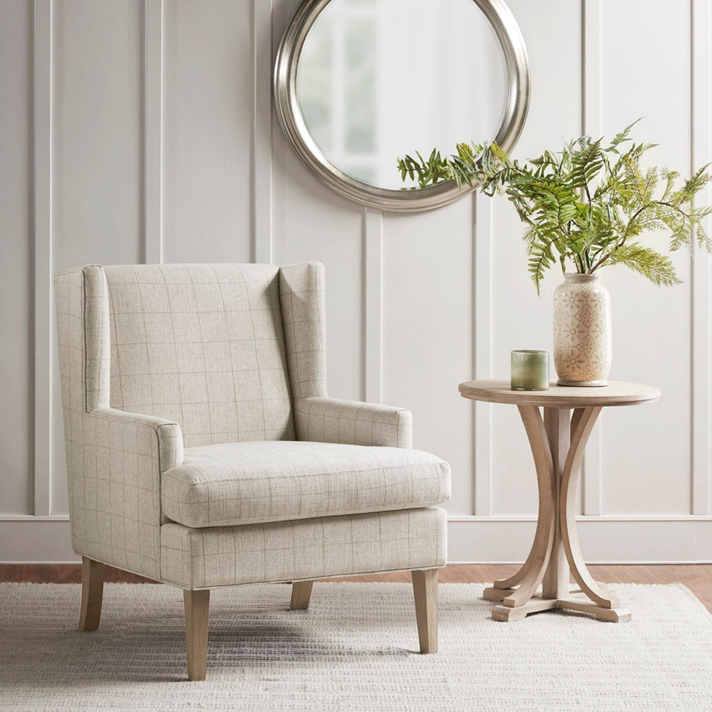 Farmhouse Style Accent Chair - Beige