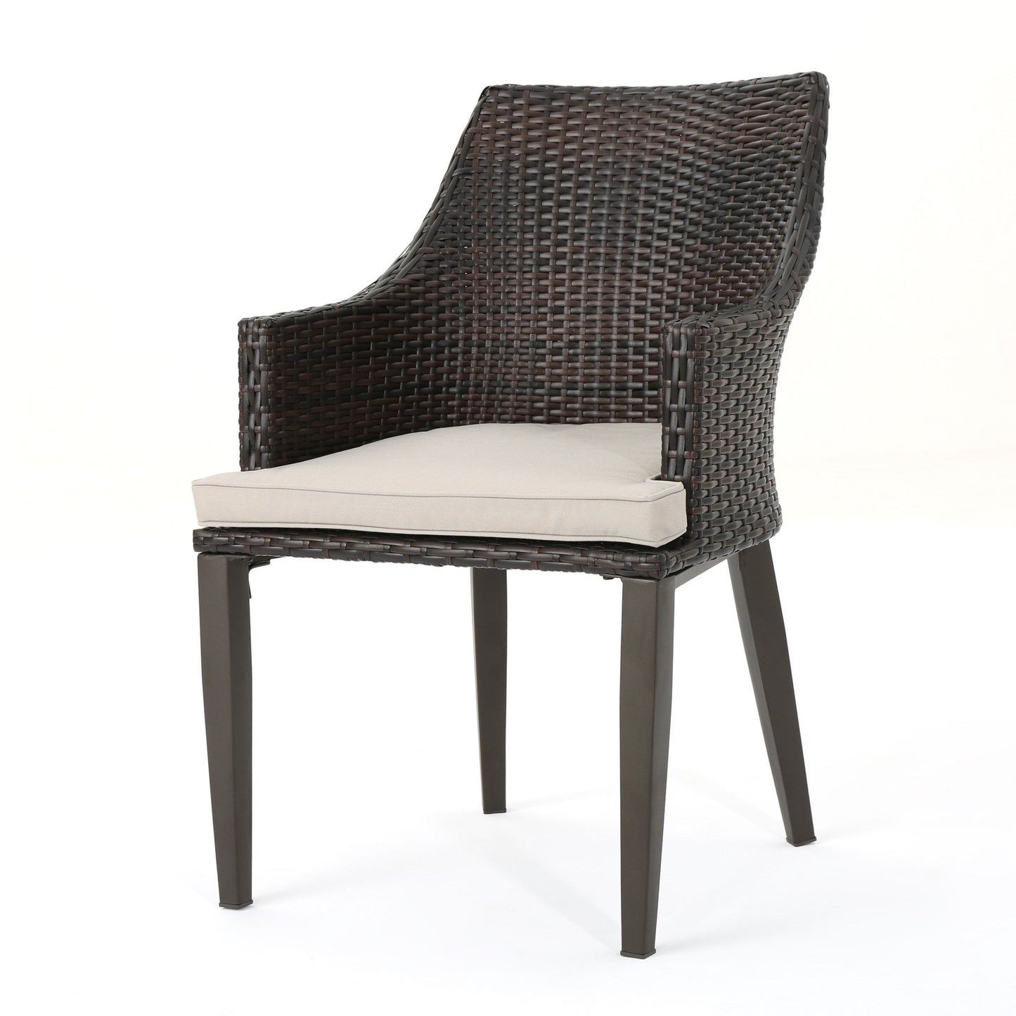 Hillhurst - Stylish Outdoor Chair Set With Cushions Rattan And Metal - Brown