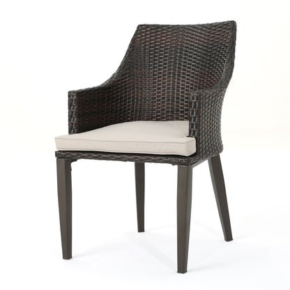 Hillhurst - Stylish Outdoor Chair Set With Cushions Rattan And Metal - Brown