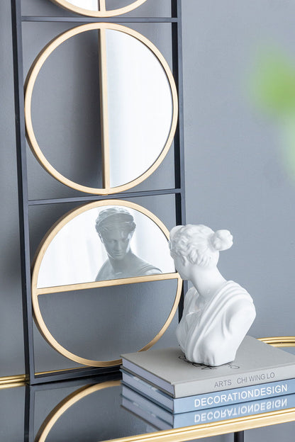 Eclectic Styling Metal Beaded Wall Mirror With Contemporary Design For Bedroom, Liveroom - Golden Black