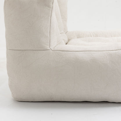 Fluffy Bean Bag Chair, Comfortable Bean Bag For Adults And Children, Super Soft Lazy Sofa Chair With Memory Foam And Ottoman, Indoor Modern Focus Bean Bag Chair For Living Room, Bedroom, Apartment - White