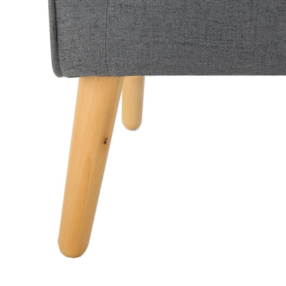 Modern Arm Chair With Tufted Back And Wooden Legs - Charcoal