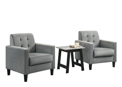 Hale - Velvet Armchairs And End Table Living Room (Set of 3) - Light Gray