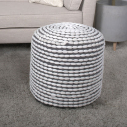 River - Handcrafted Water Resistant Cylindrical Pouf - White