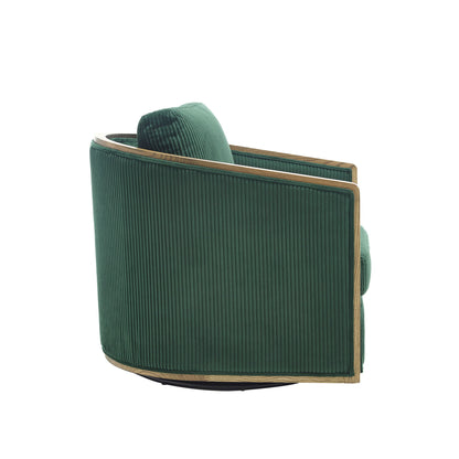 Corduroy Swivel Barrel Chair, Comfortable Accent Sofa Chair With 360 Degree Swivel For Living Room - Emerald