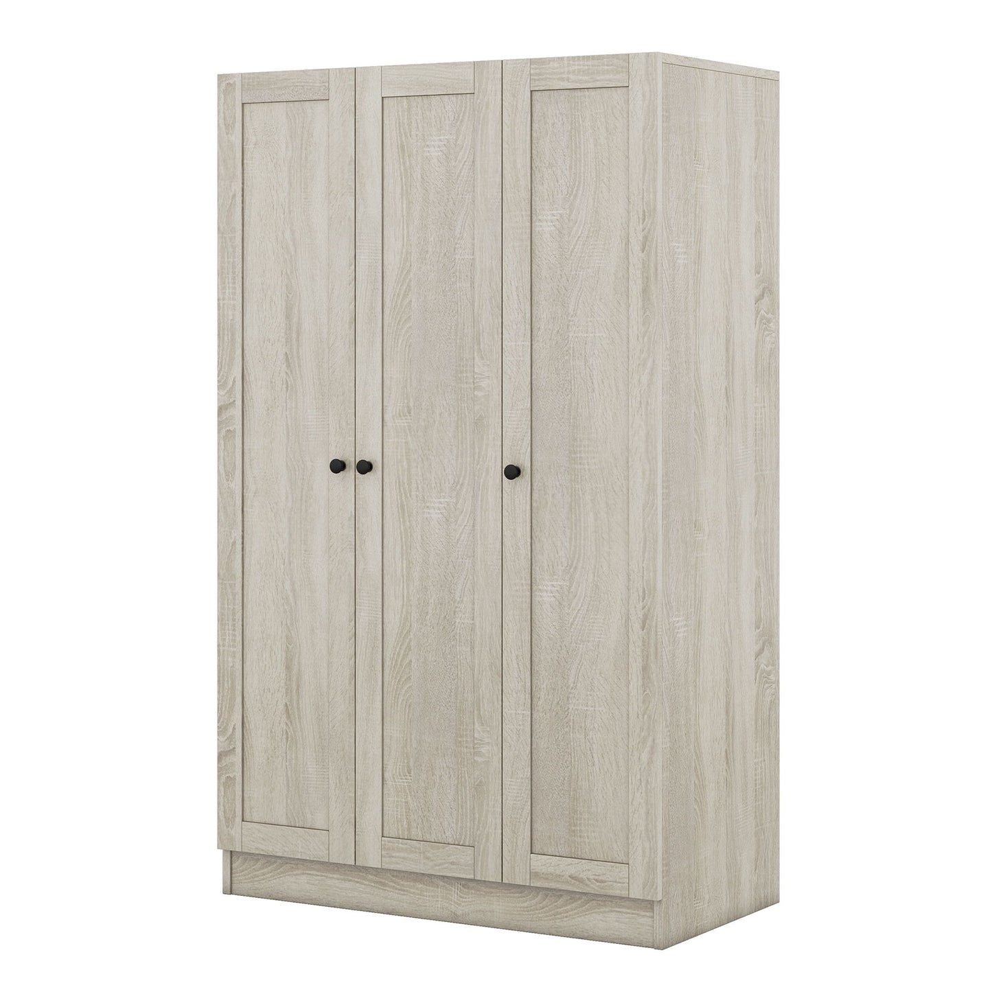 3 Door Shutter Wardrobe With Shelves - Gray