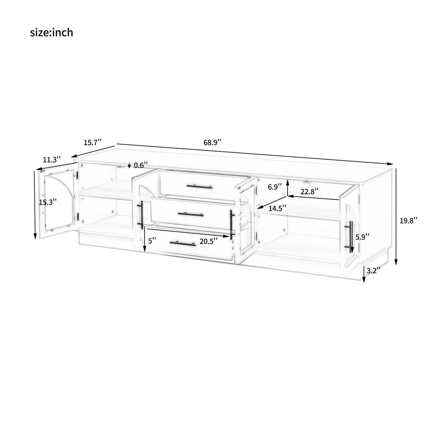 Modern Minimalist TV Stand For TVs Up To 75", Entertainment Center Media Console Cabinet With Adjustable Shelves For Living Room - White