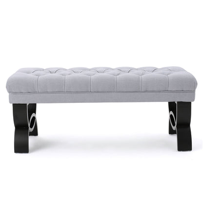 Hilton - Ottoman Bench With Classic Button Tufting - Light Gray