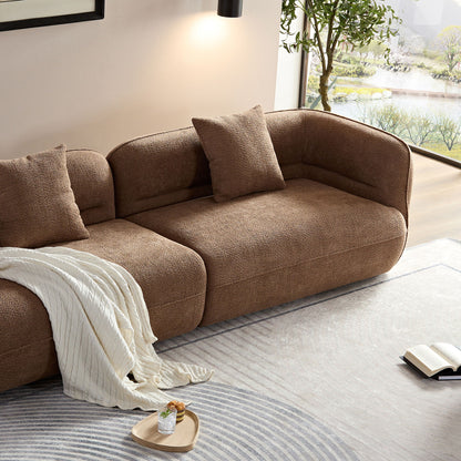 Sectional Sofa With Durable Fabric, Solid Wood Frame, And High Density Sponge Fill - Camel