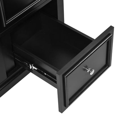 Bathroom Vanity Cabinet With Ceramic Basin, 3 Drawers And Adjustable Shelves - Black