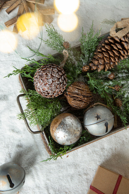 Christmas Ball Ornaments, Wood Decorative Hanging Ball Christmas Tree Ornaments For Holiday Party Decorations (Set of 4) - Brown