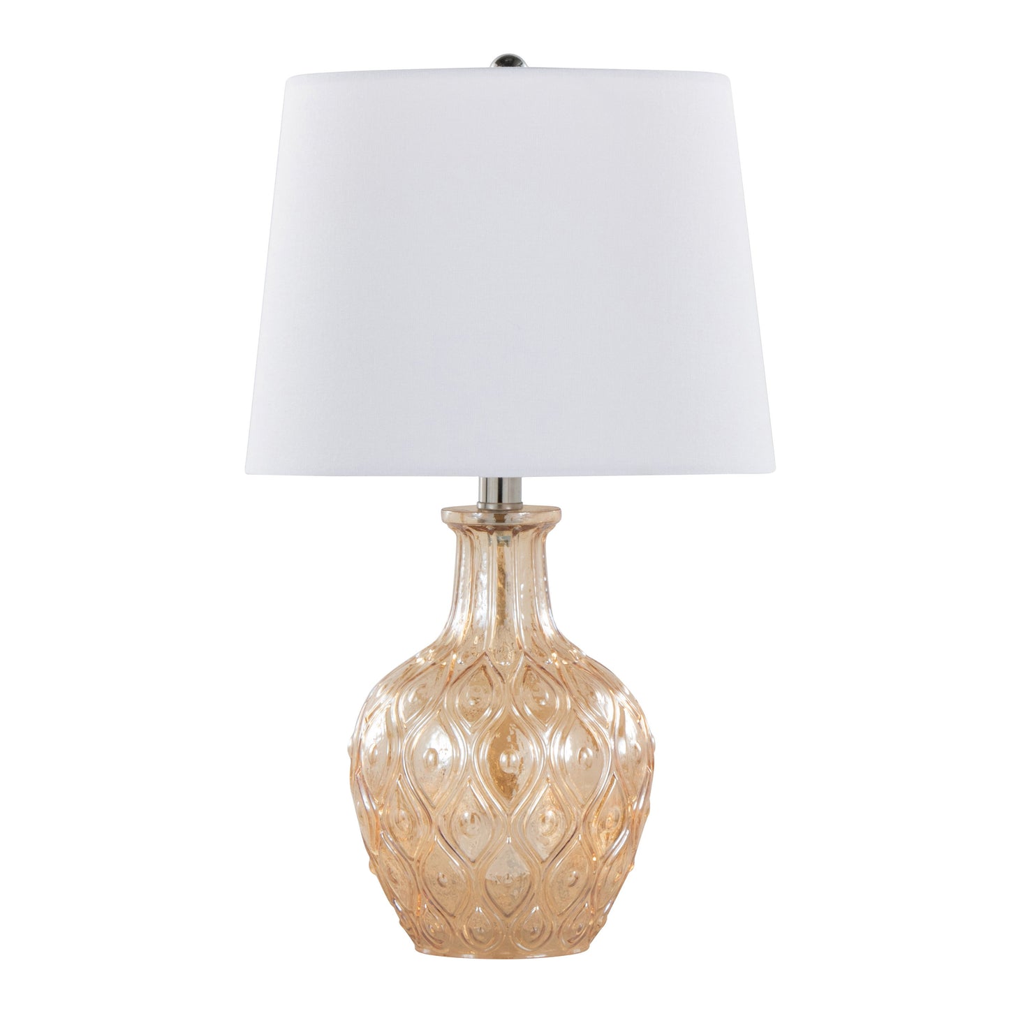 Gloria - Round Contemporary Lamp (Set of 2) - Clear Champagne Lustre / Chrome / White
