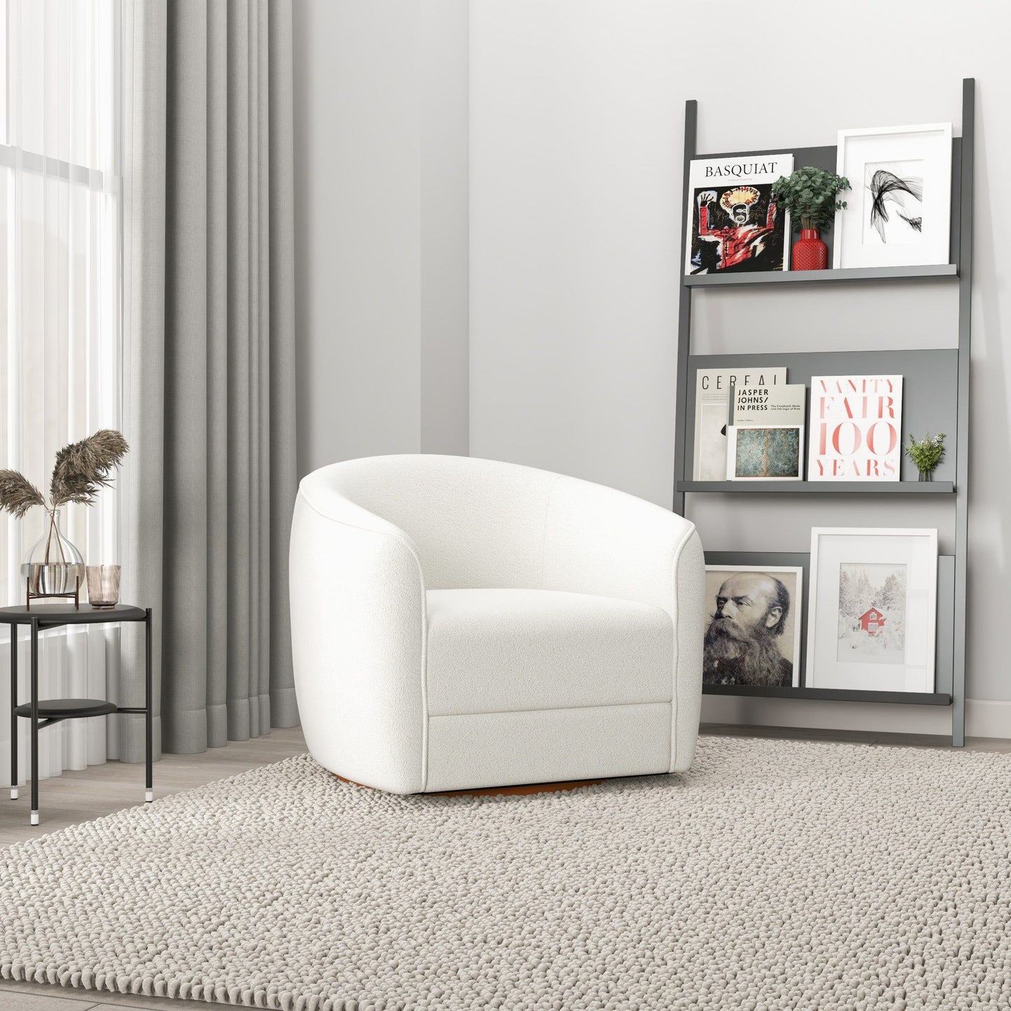 Elise - Mid-Century Modern Swivel Chair - White