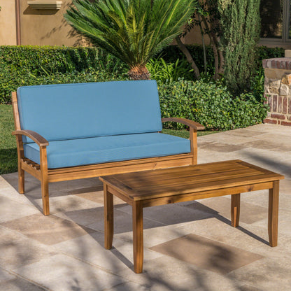 Outdoor Chat Set With Coffee Table And Loveseat - Teak