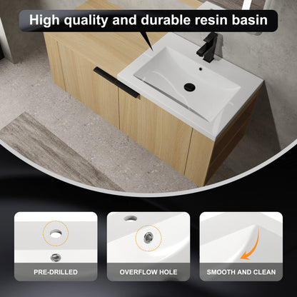 Modern Bathroom Vanity Sink Combo With Ample Storage - Oak