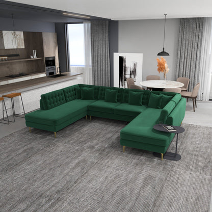 Brooke - U Shape Corner Sofa - Green