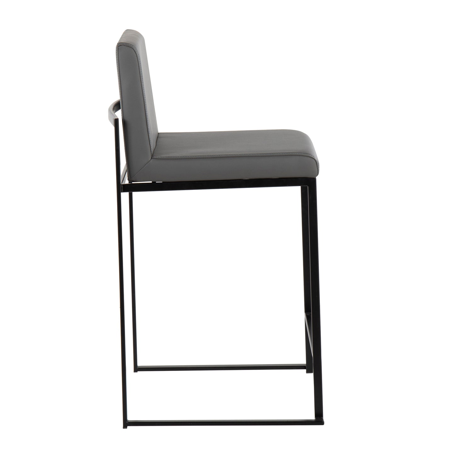 Fuji - Contemporary High Back Counter Stool (Set of 2) - Gray / Black