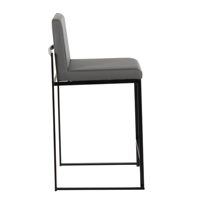 Fuji - Contemporary High Back Counter Stool (Set of 2) - Gray / Black