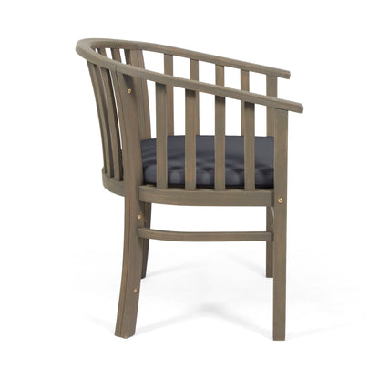Outdoor Wooden Dining Chairs With Cushions, (Set of 2) - Dark Gray / Gray