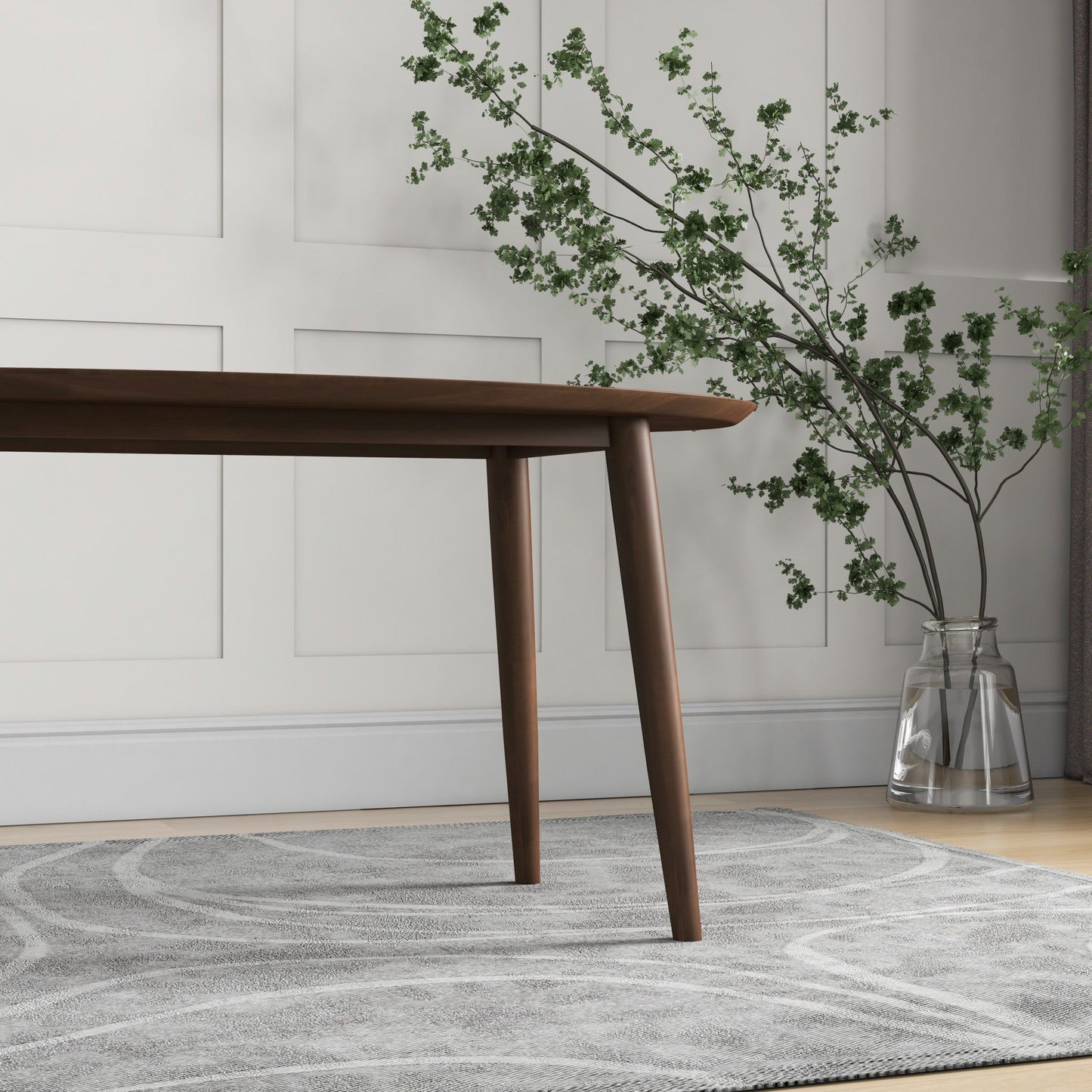 Ada - Mid-Century Modern Style Oval Dining Table - Brown
