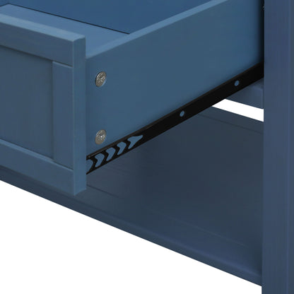 2 Drawer Side Table, American Style, End Table, Suitable For Bedroom - Blue