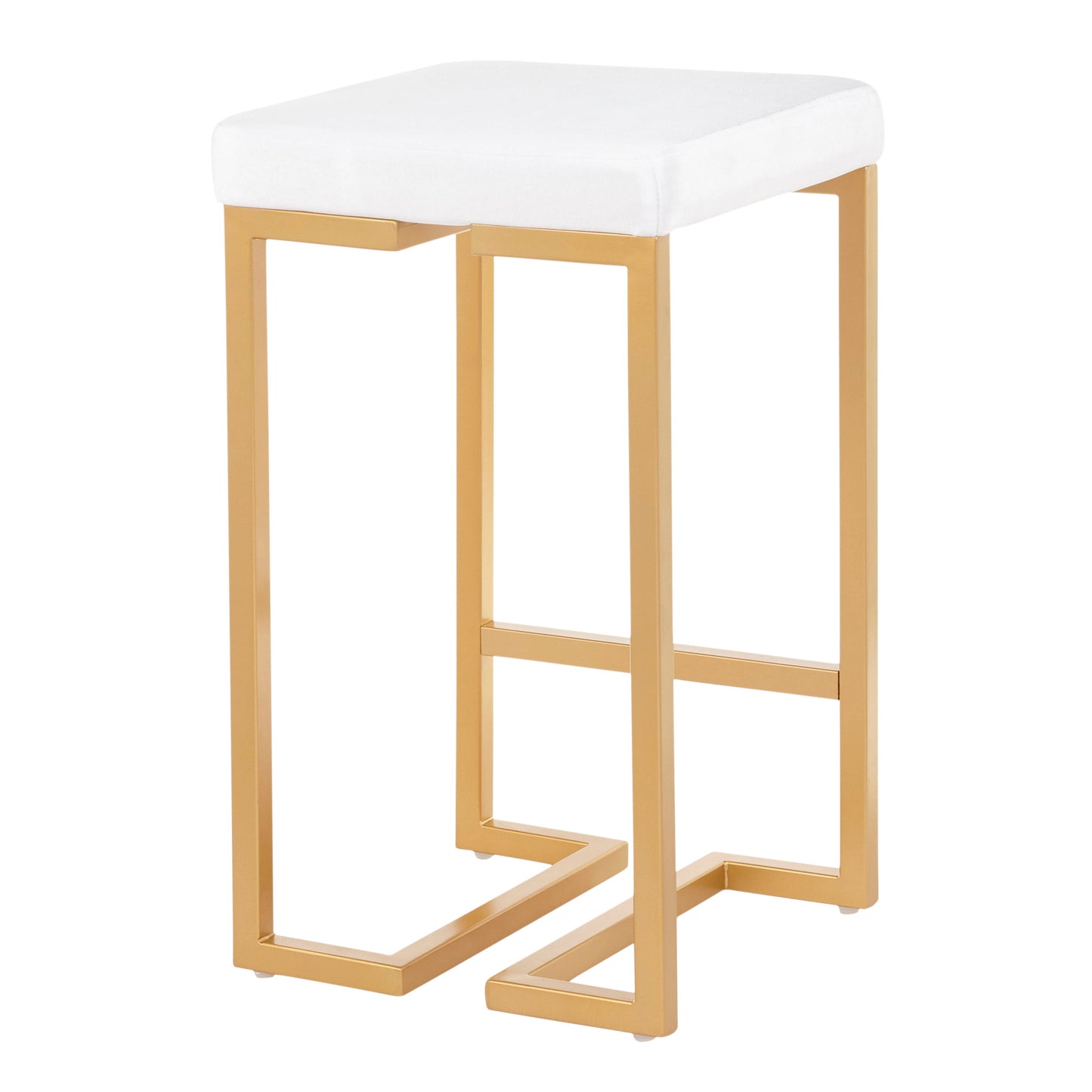 Midas - Contemporary / Glam Counter Stool (Set of 2) - Gold / White